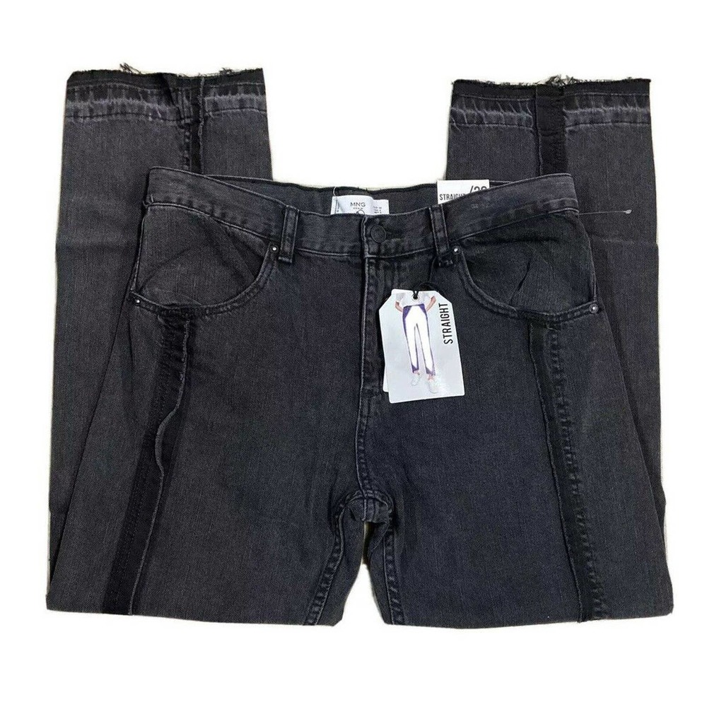 Womens MNG Denim Jeans Faded Black Straight Fit Size 6